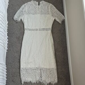 Lulu's Ivory Lace with cutout portions midi dress